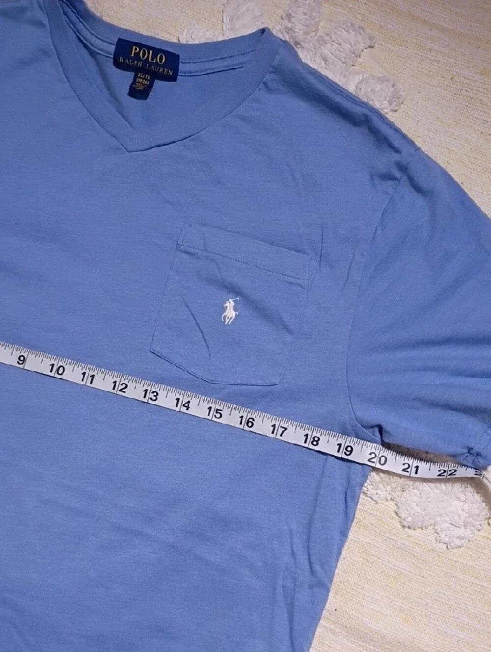 Polo‎ by Ralph Lauren Men's Light Blue V-Neck Pocket Tee